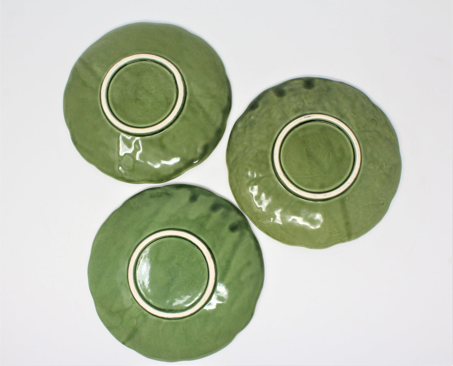 Saucers, Olfaire, Majolica Cabbage Leaf, Portugal, Set of 3