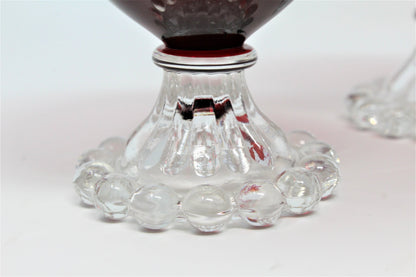 Champagne / Low Sherbet Glasses: Anchor Hocking Boopie (Berwick) Royal Ruby Red, Set of 4, USA, Vintage 1950s - SOLD