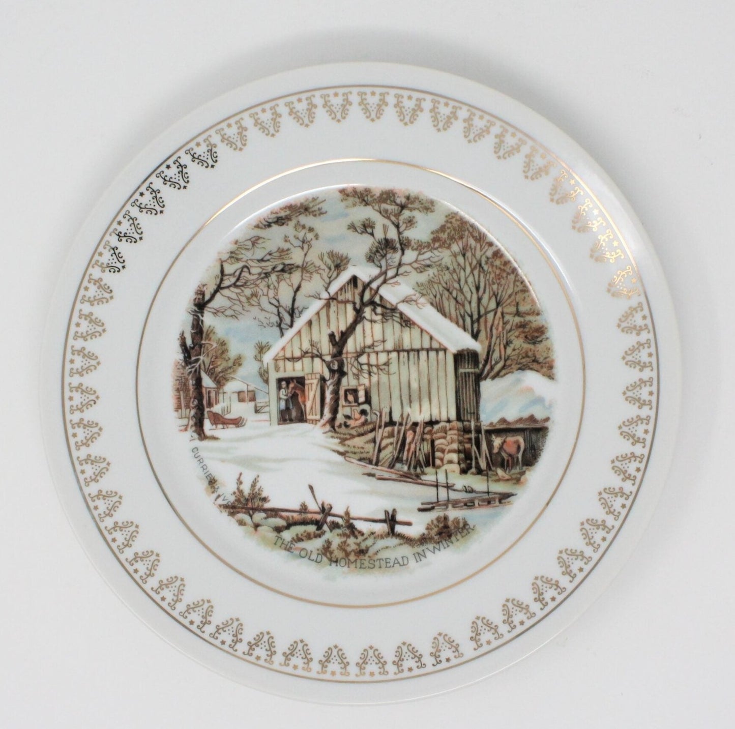 Decorative Plate, Currier & Ives, Roy Thomas, Old Homestead In Winter, Vintage
