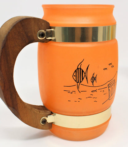 Barrell Mugs, Siesta Ware, Hawaiian  / Polynesian Tiki, Set of 5, Vintage