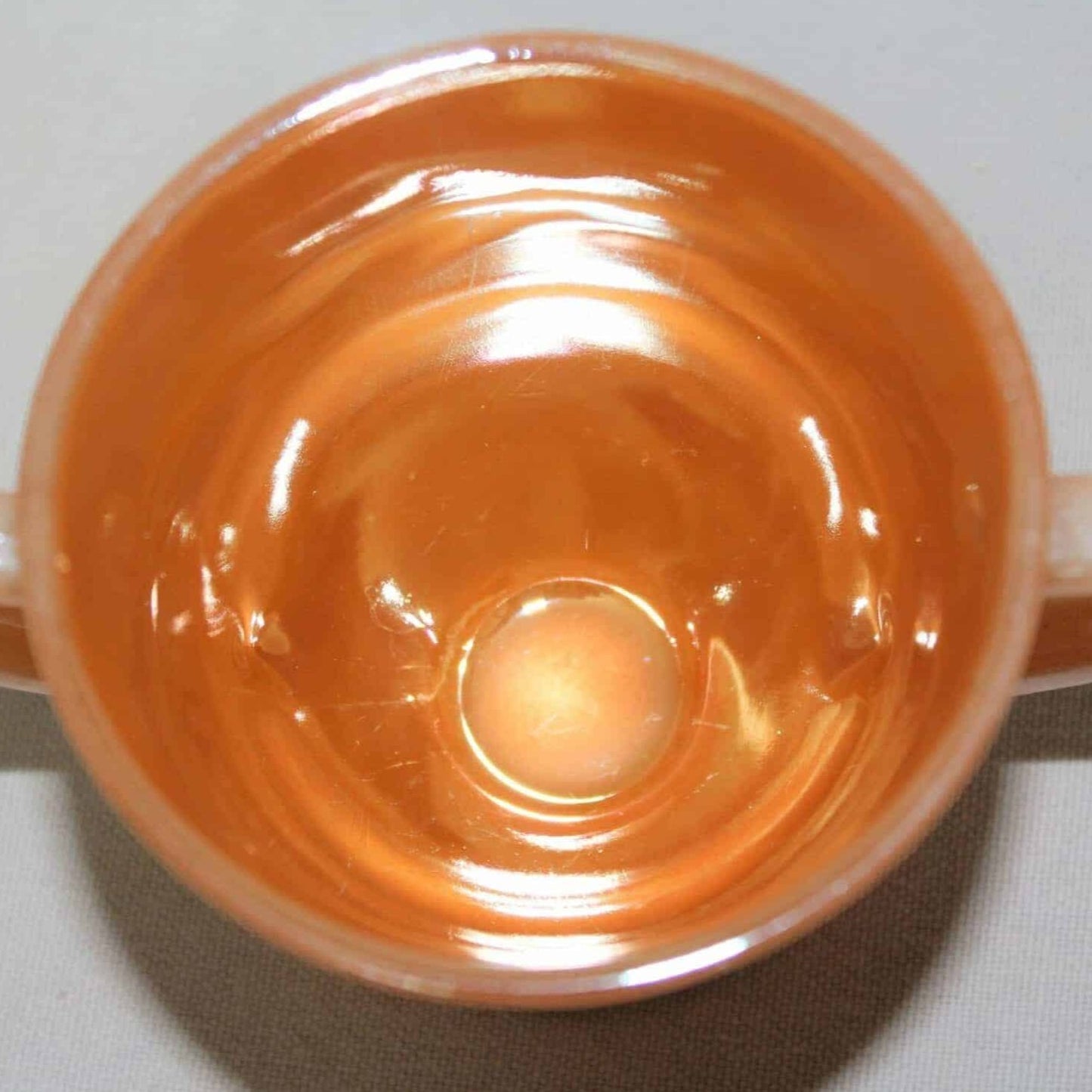 Creamer & Open Sugar, Anchor Hocking Fire King, Laurel Peach Lusterware Jadeite, Vintage