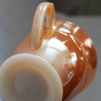 Creamer & Open Sugar, Anchor Hocking Fire King, Laurel Peach Lusterware Jadeite, Vintage