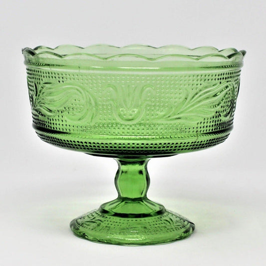 Compote, E O Brody Green Glass M6000 Sandwich, Vintage, SOLD