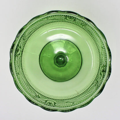 Compote, E O Brody Emerald Green Glass, Candy Dish, Pedestal Bowl, Vintage