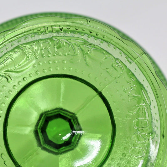 Compote, E O Brody Emerald Green Glass, Candy Dish, Pedestal Bowl, Vintage