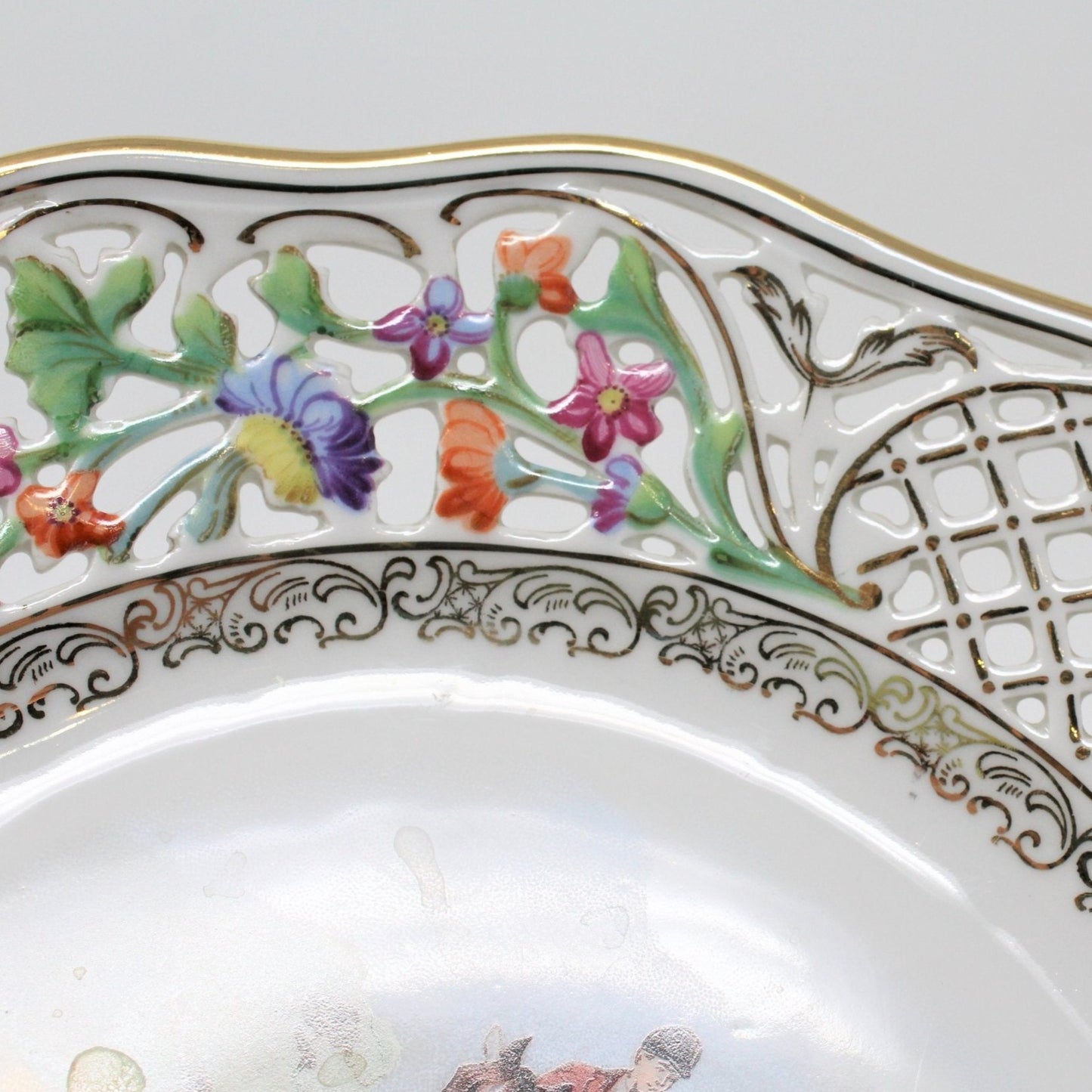 Decorative Plate, Schumann Arzberg, Shephard and Hunter, Reticulated, Germany, Vintage