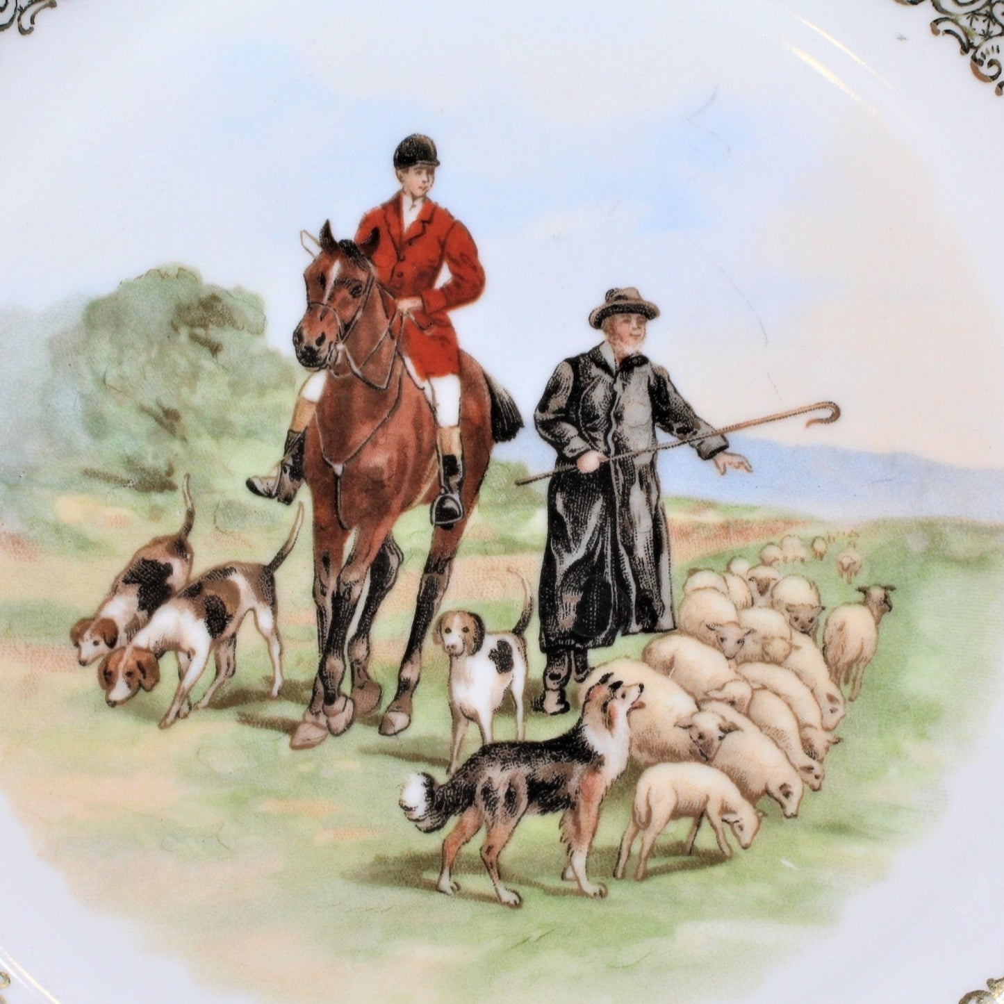Decorative Plate, Schumann Arzberg, Shephard and Hunter, Reticulated, Germany, Vintage