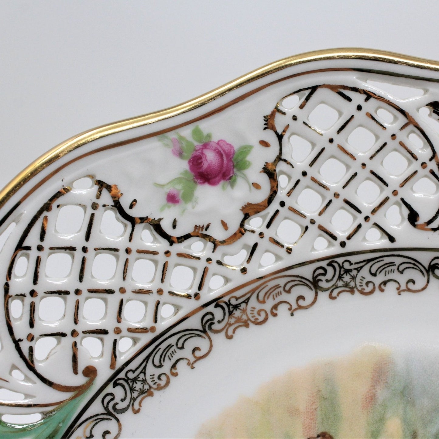 Decorative Plate, Schumann Arzberg, Shephard and Hunter, Reticulated, Germany, Vintage