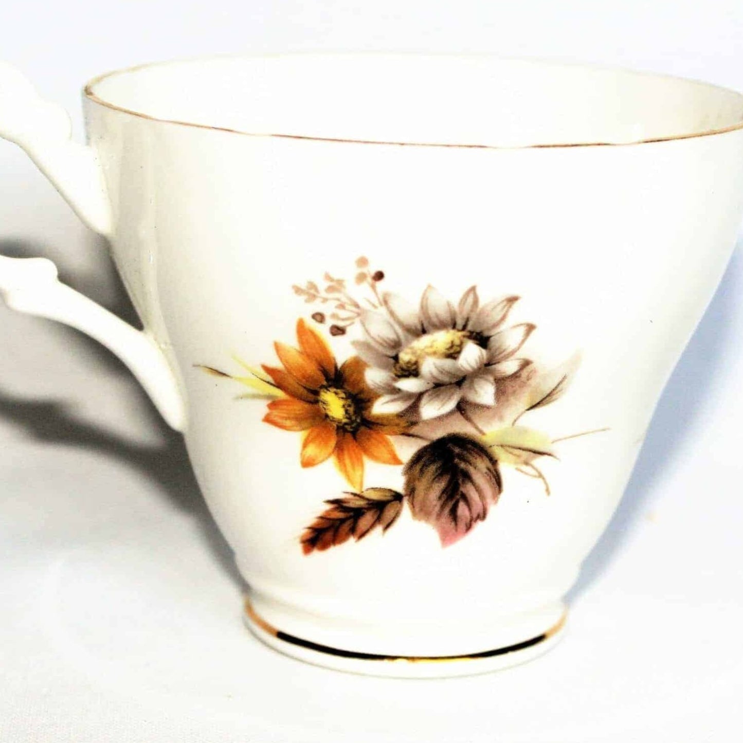 Teacup and Saucer, Royal Ascot, Sunflowers, Bone China, England, Vintage