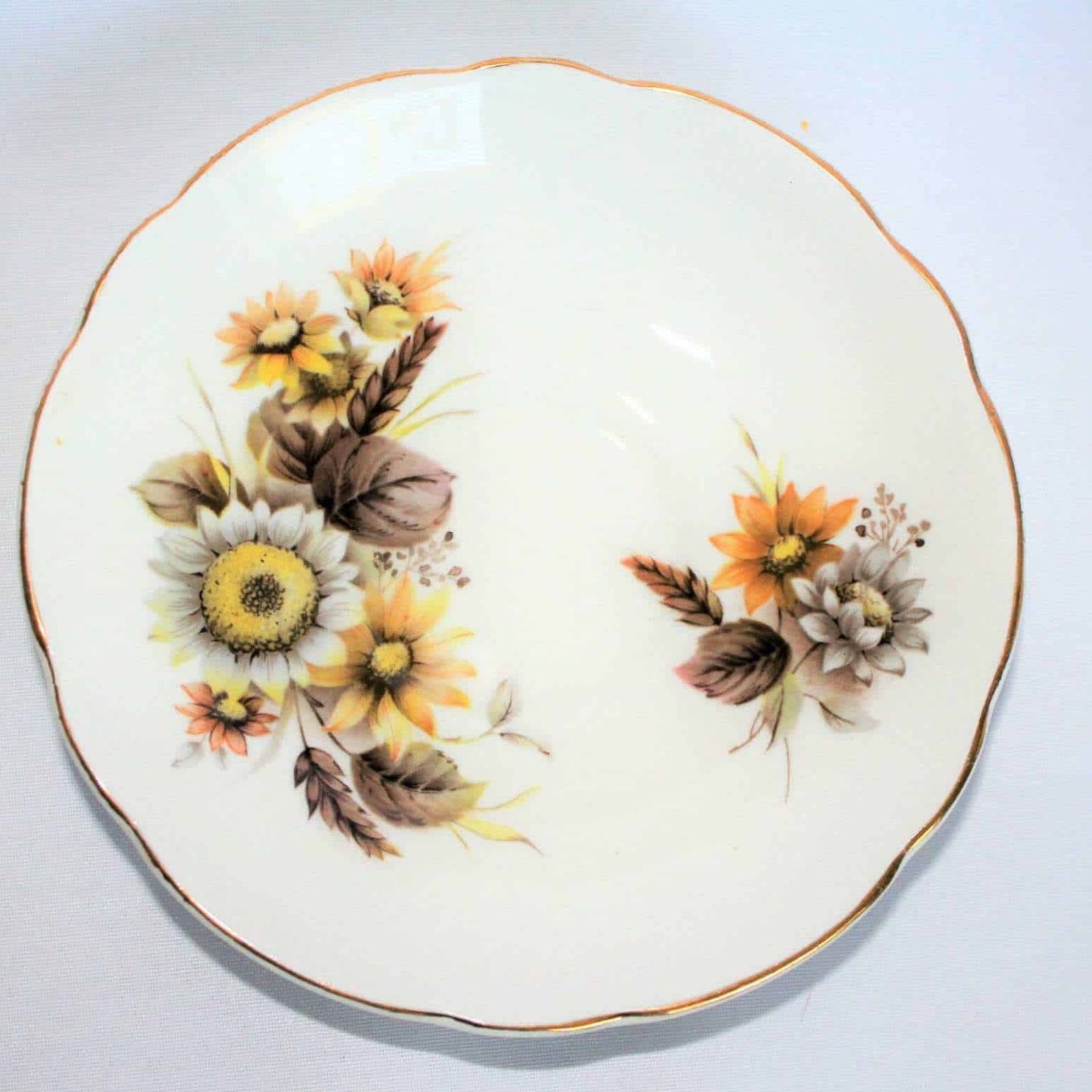 Teacup and Saucer, Royal Ascot, Sunflowers, Bone China, England, Vintage