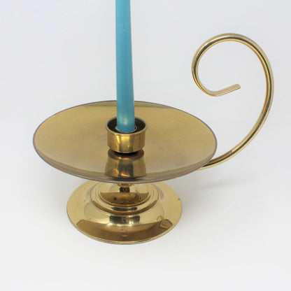 Candle Holder / Chamberstick, Taper, Baldwin, Forged Brass, Vintage