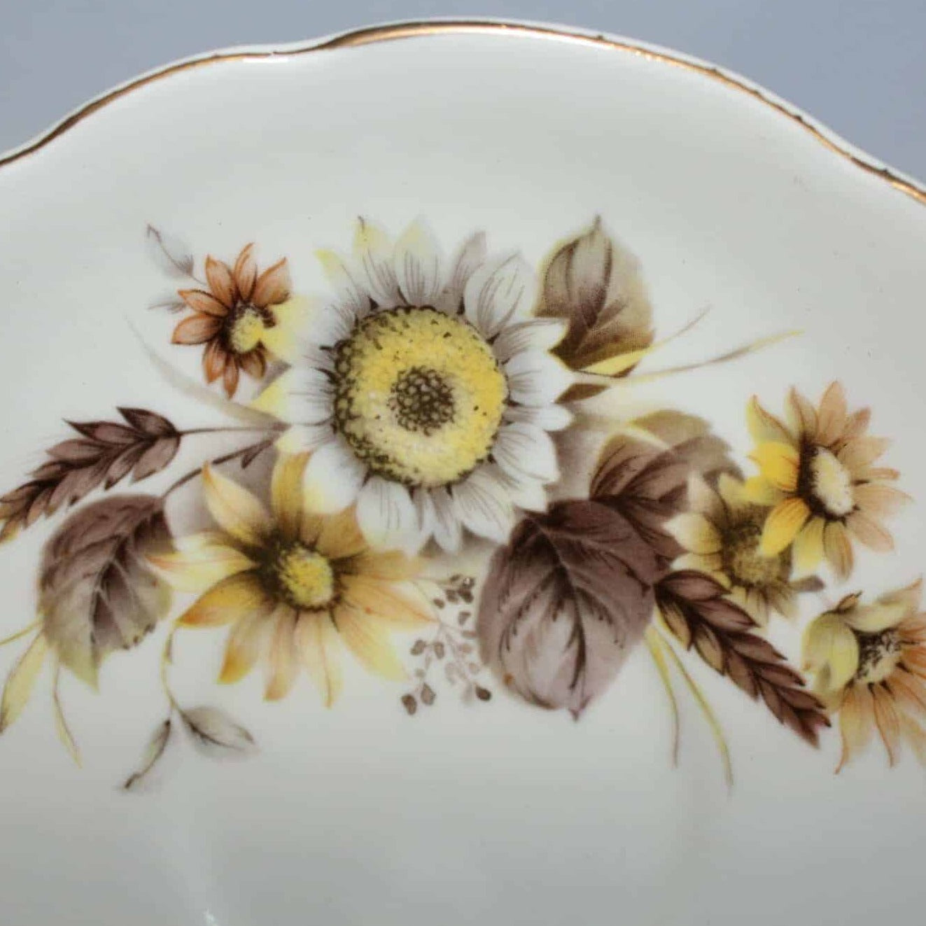 Teacup and Saucer, Royal Ascot, Sunflowers, Bone China, England, Vintage