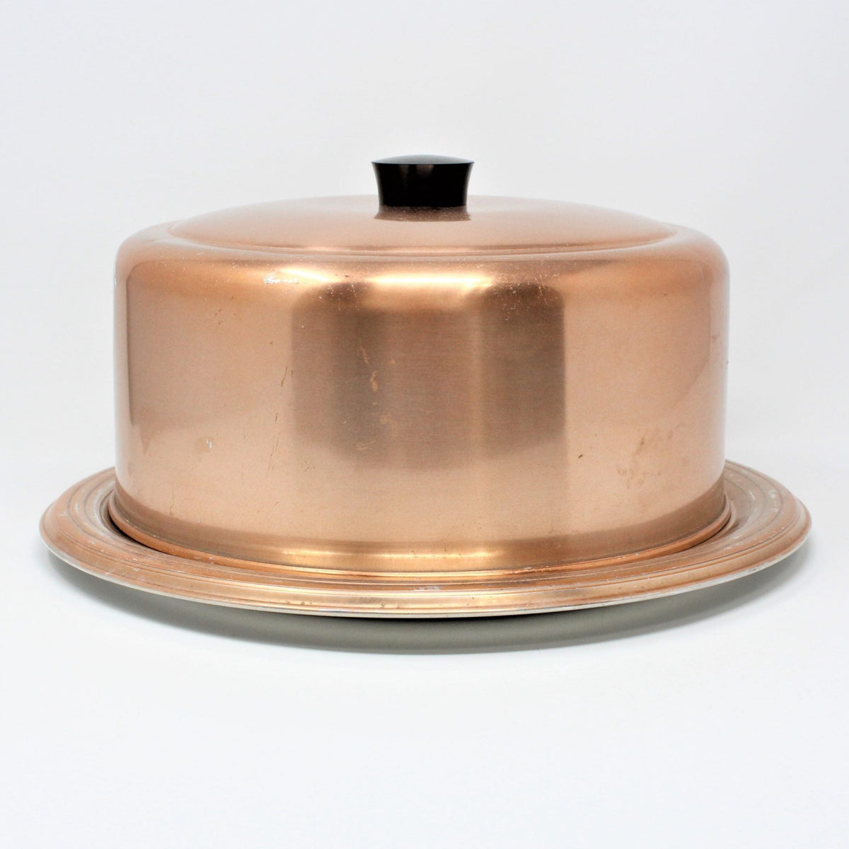 Cake Carrier: Hawthorn, Copper-Tone Aluminum, Boy & Girl Birthday Cake Decal, West Bend WI, USA, Vintage 1950s - SOLD