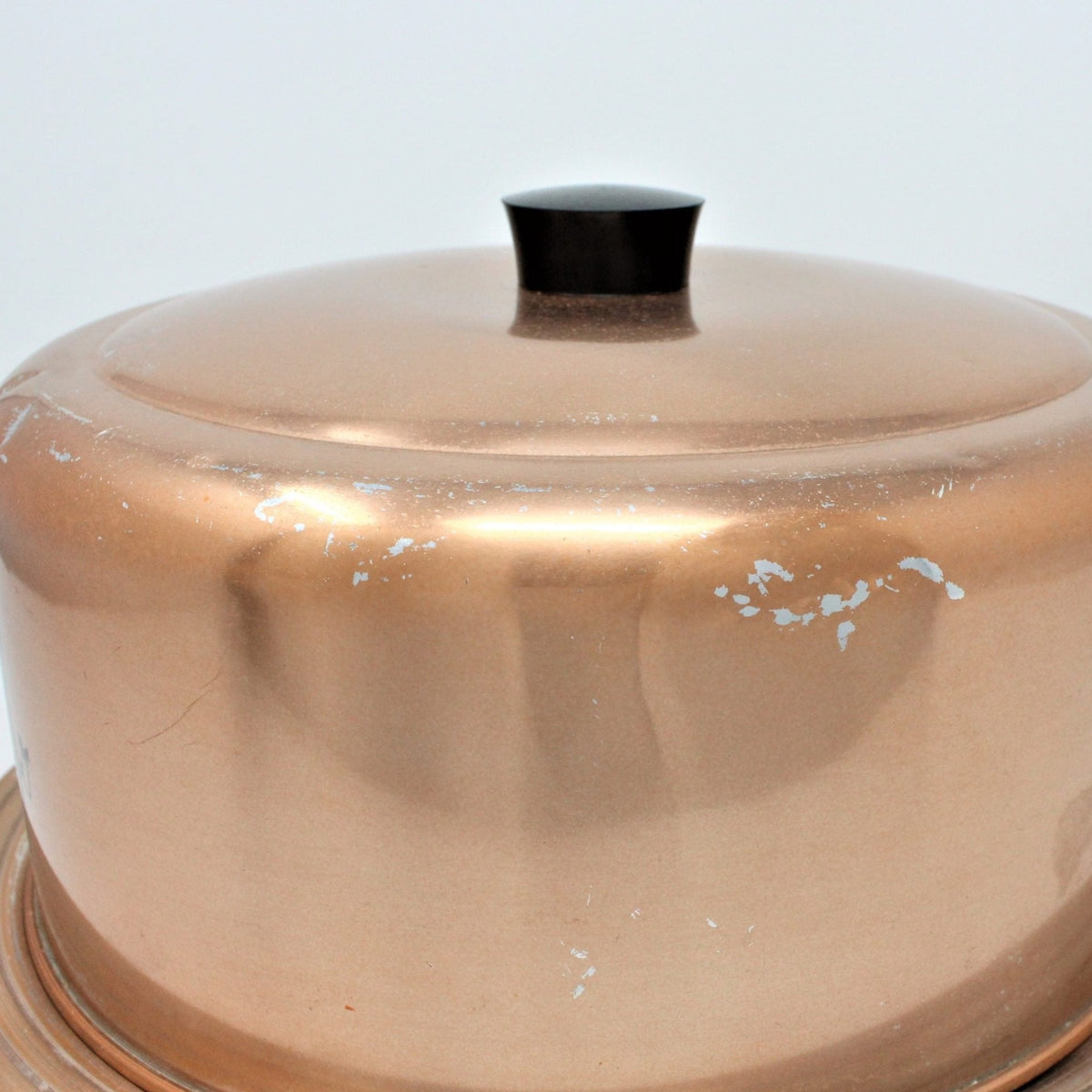 Cake Carrier: Hawthorn, Copper-Tone Aluminum, Boy & Girl Birthday Cake Decal, West Bend WI, USA, Vintage 1950s - SOLD