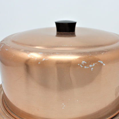 Cake Carrier: Hawthorn, Copper-Tone Aluminum, Boy & Girl Birthday Cake Decal, West Bend WI, USA, Vintage 1950s - SOLD