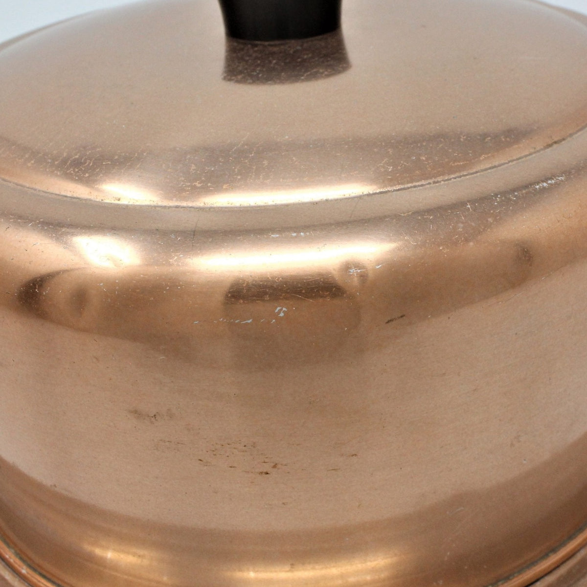 Cake Carrier: Hawthorn, Copper-Tone Aluminum, Boy & Girl Birthday Cake Decal, West Bend WI, USA, Vintage 1950s - SOLD