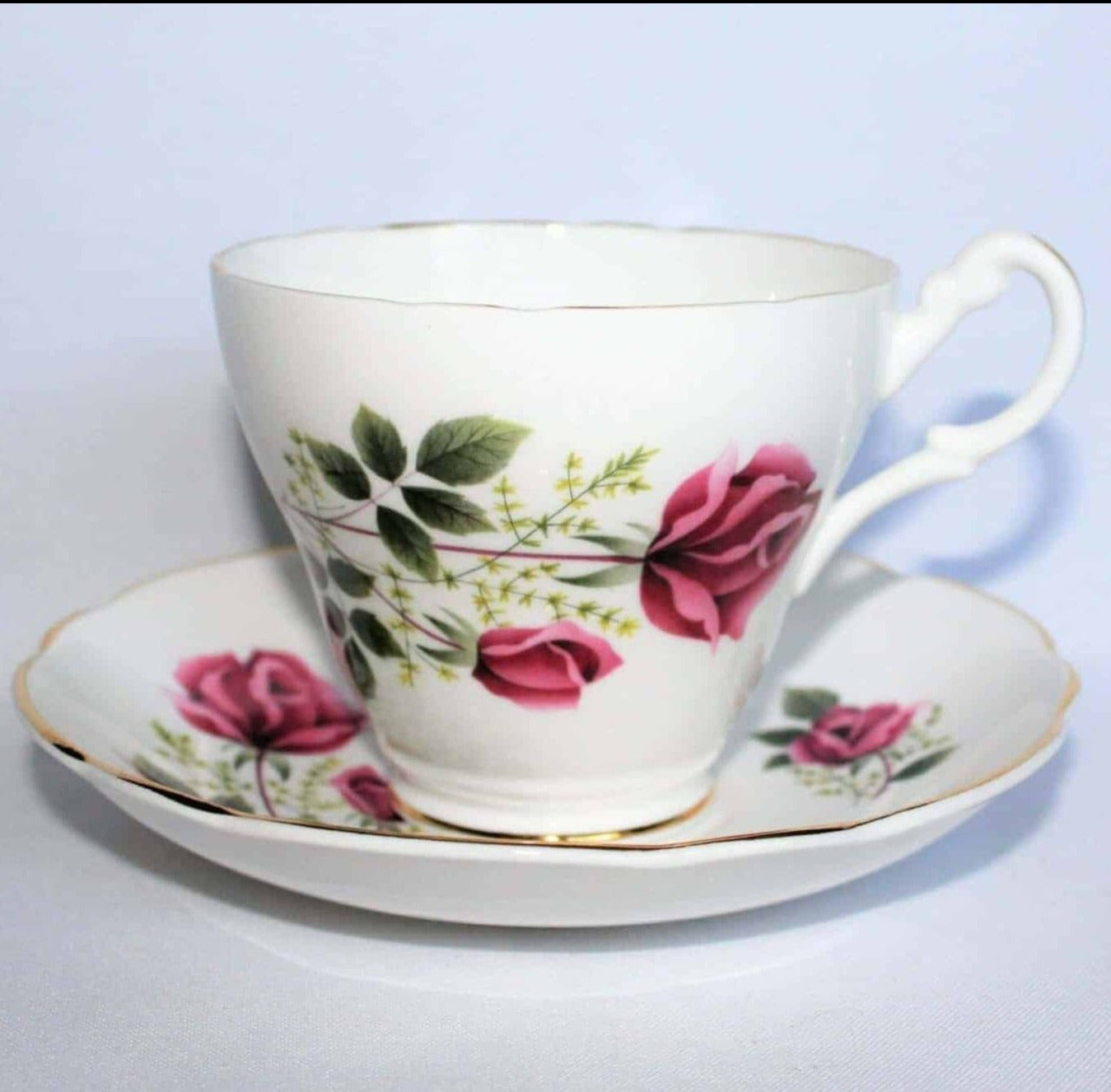 Teacup and Saucer, Royal Ascot, Pink Roses, Bone China, Vintage