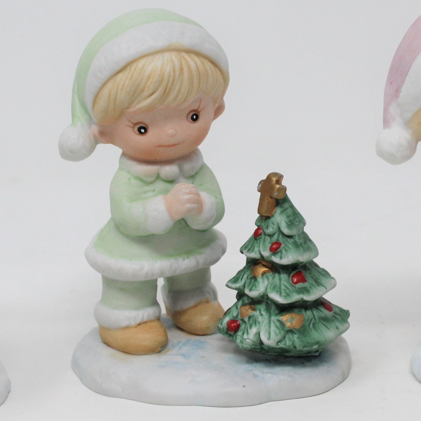 Figurine, HomCo, Christmas Snow Kids #5613, Set of 3 Porcelain, Vintage