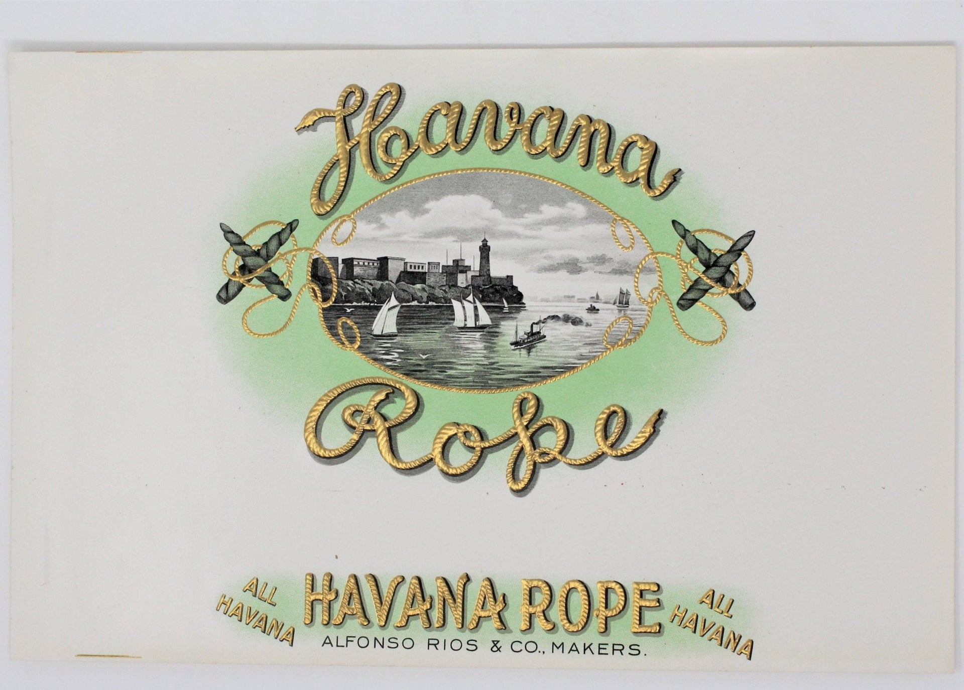 Cigar Box Label, Havana Rope, Original Lithograph, Rare, Antique NOS, image size:1920x1374