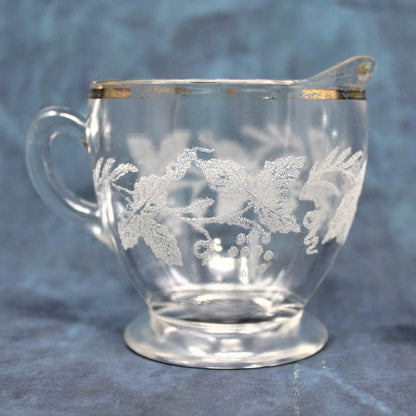 Creamer & Open Sugar, Bartlett Collins / Indiana Glass, Golden Grapes, Vintage