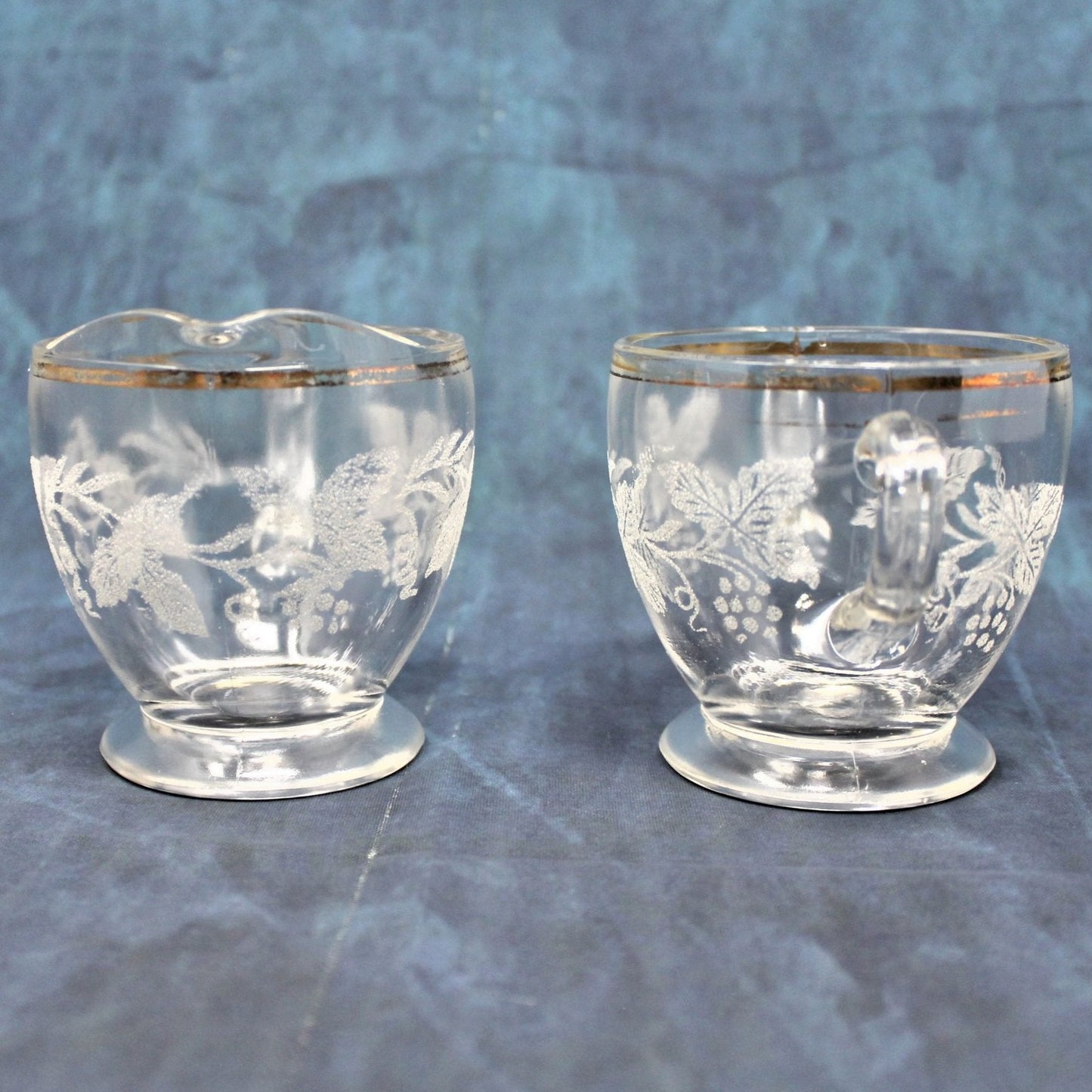 Creamer & Open Sugar, Bartlett Collins / Indiana Glass, Golden Grapes, Vintage