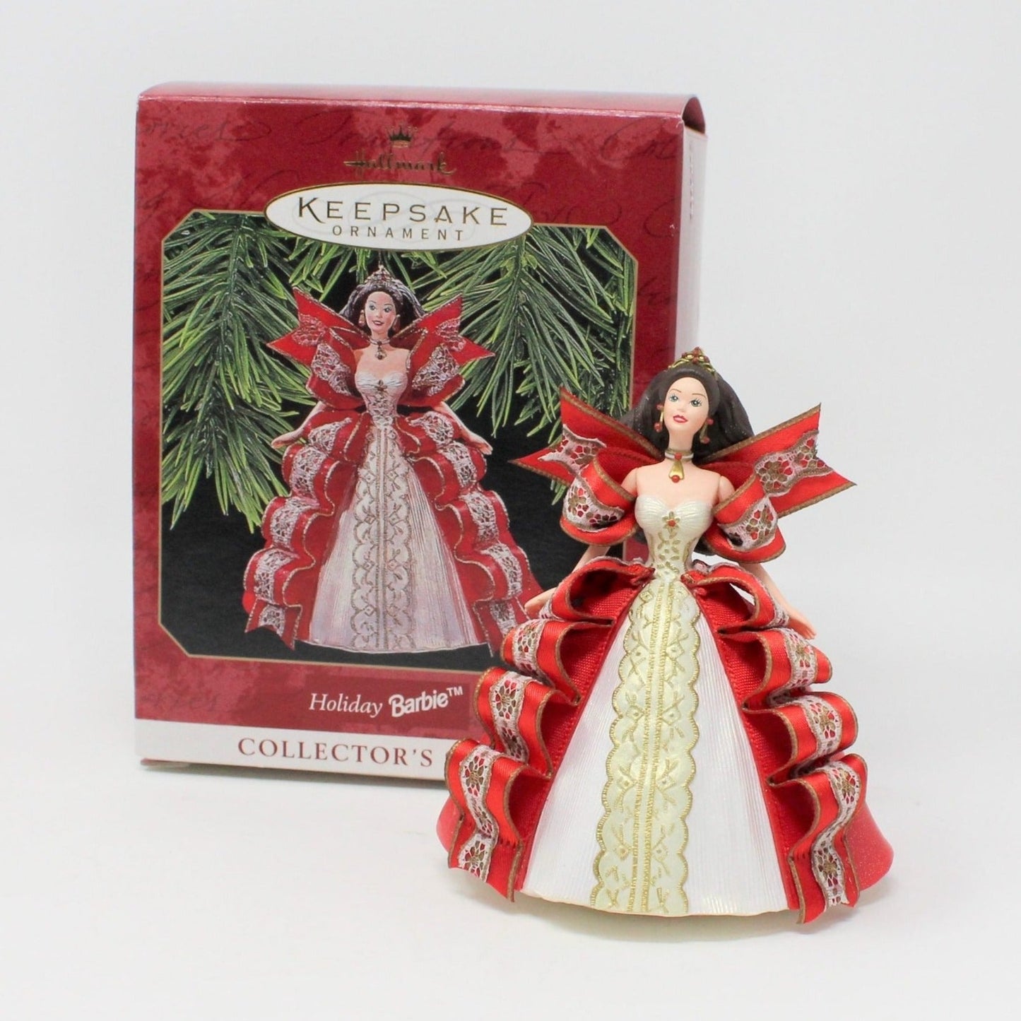 Ornaments, Hallmark, Holiday Barbie #5, Red Dress, 1997 – Antigo Trunk