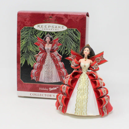 Ornaments, Hallmark, Holiday Barbie #5, Red Dress, 1997