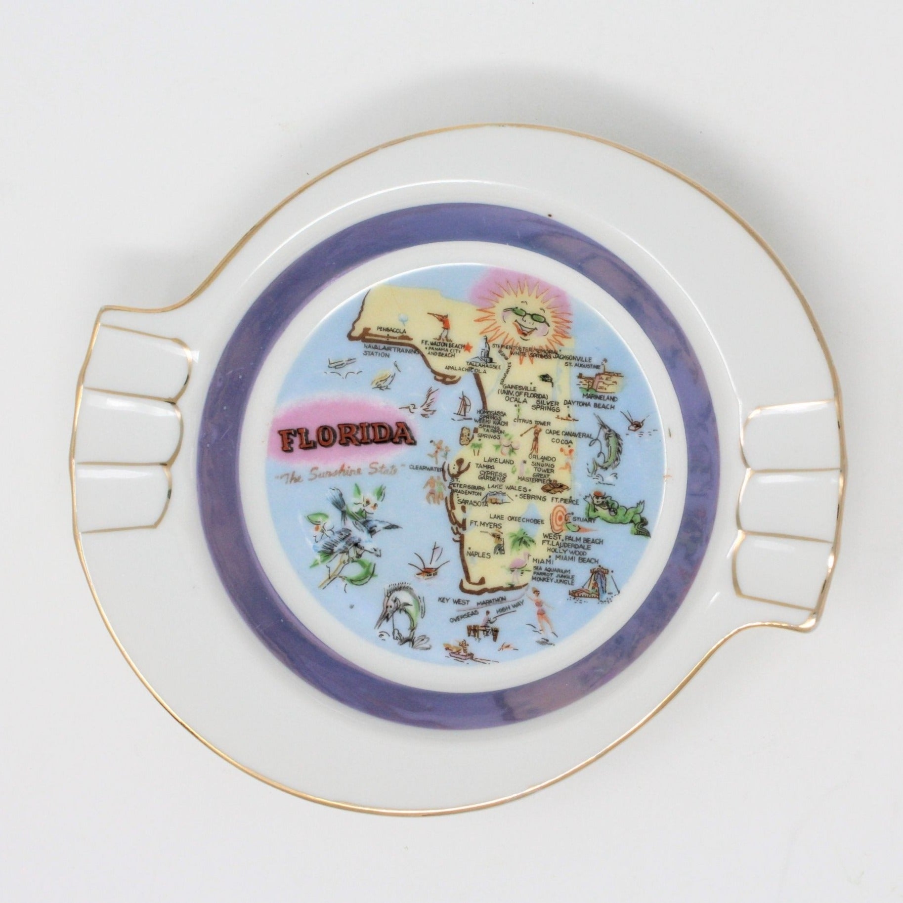 Souvenir Ashtray, Florida Map 1950's