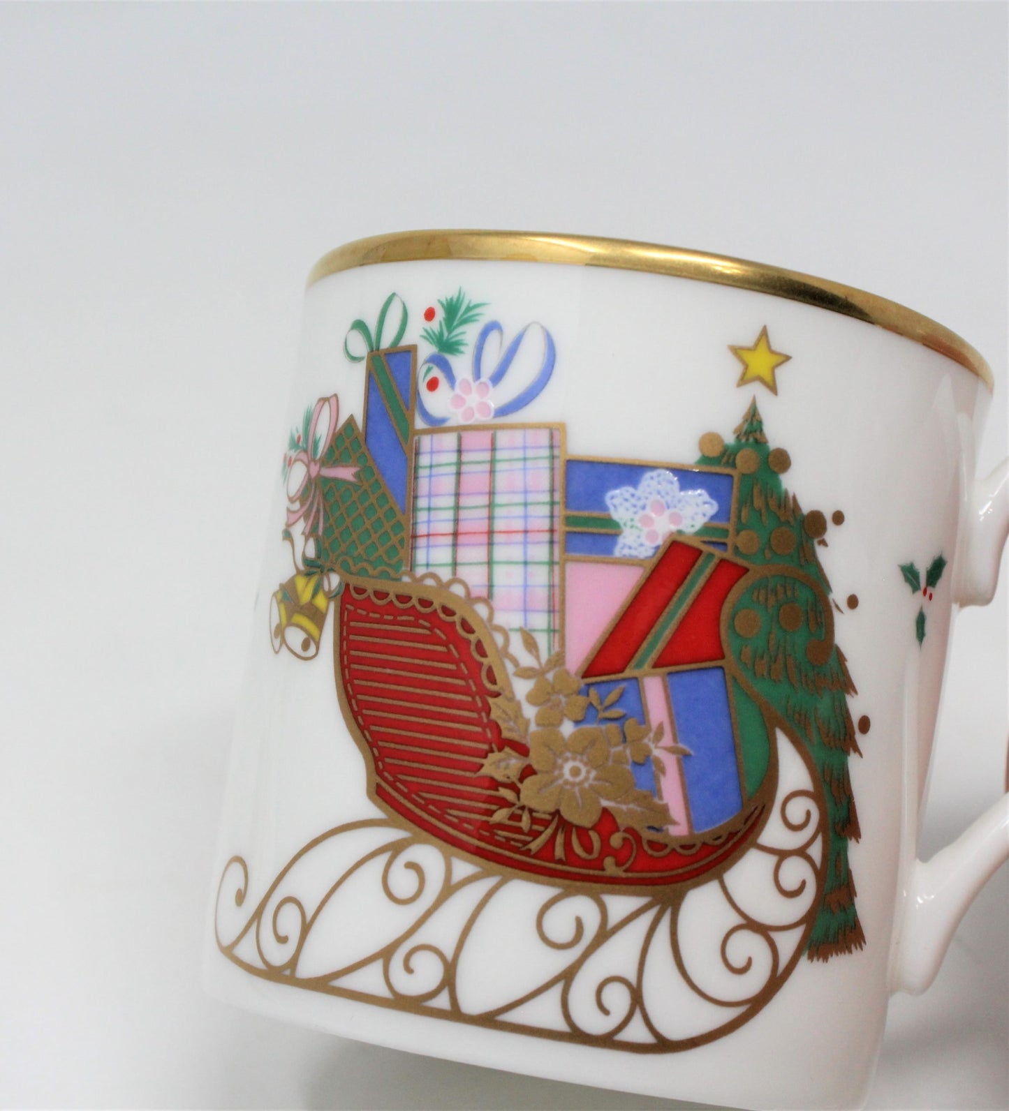 Demitasse & Saucer, Mikasa, Christmas Cheer, Bone China, Vintage, SOLD