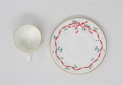 Demitasse & Saucer, Mikasa, Christmas Cheer, Bone China, Vintage, SOLD