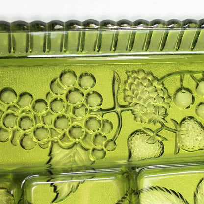 Divided Serving Tray, Indiana Glass, Fruits Avocado Green, Vintage, SOLD