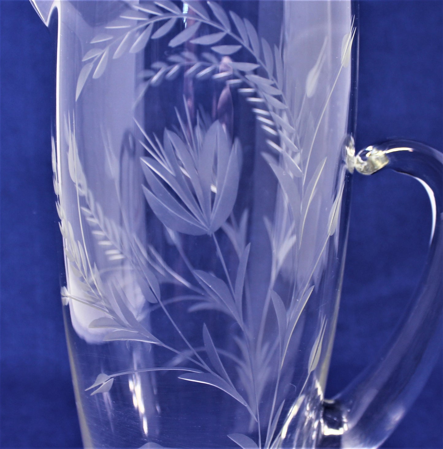 Pitcher, Martini / Cocktail, Etched Glass Floral, Vintage, SOLD