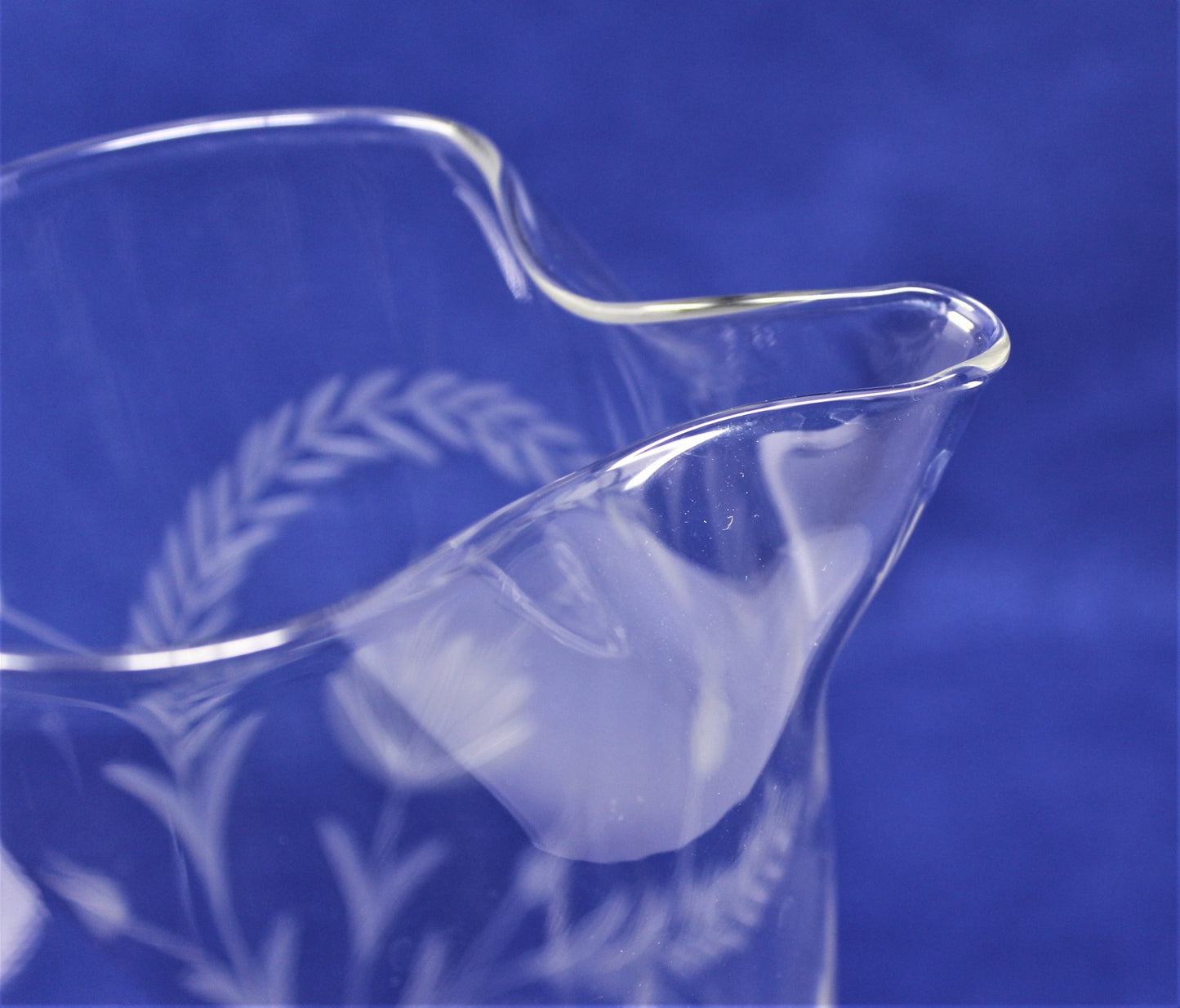 Pitcher, Martini / Cocktail, Etched Glass Floral, Vintage, SOLD