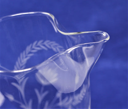 Pitcher, Martini / Cocktail, Etched Glass Floral, Vintage, SOLD