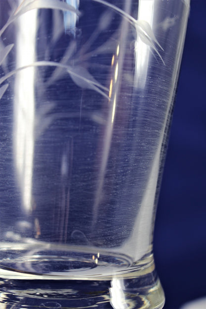 Pitcher, Martini / Cocktail, Etched Glass Floral, Vintage, SOLD
