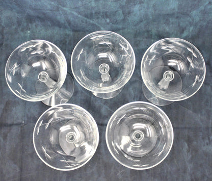Champagne / Tall Sherbet, Libbey 3002-1, Blown Glass, Set of 5, Vintage