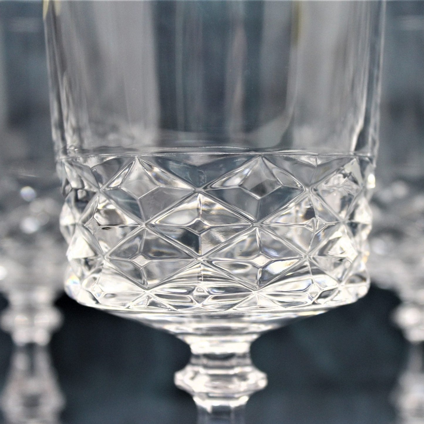 Water Goblets, Cristal d'Arques, Diamond, Set of 6, France, Vintage. SOLD