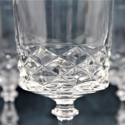 Water Goblets, Cristal d'Arques, Diamond, Set of 6, France, Vintage