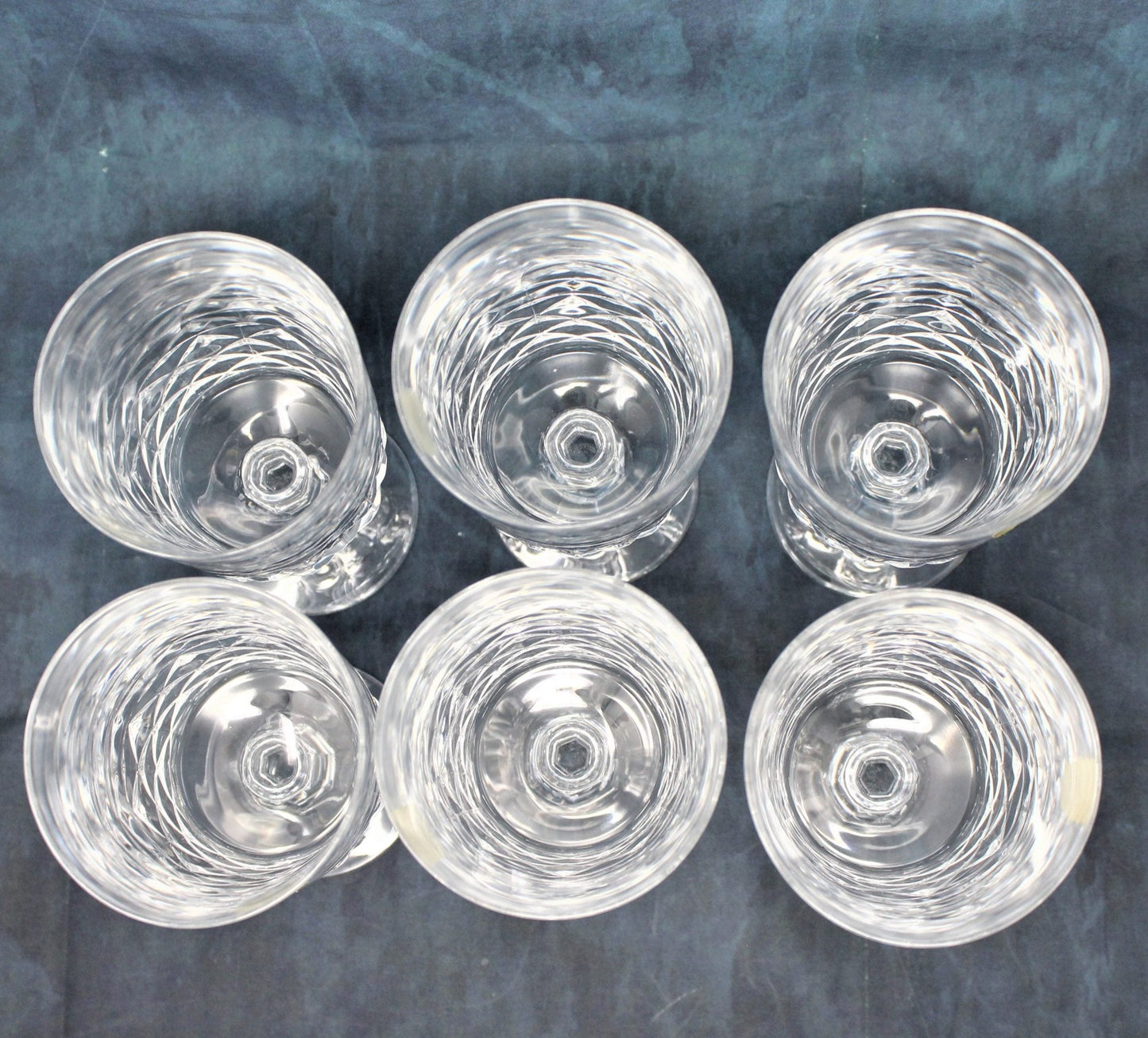 Water Goblets, Cristal d'Arques, Diamond, Set of 6, France, Vintage. SOLD