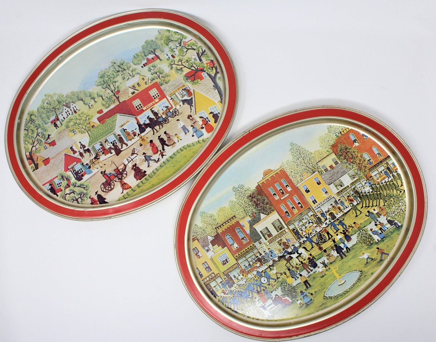 Vintage Metal Serving Trays, Melvin Bolstad Art