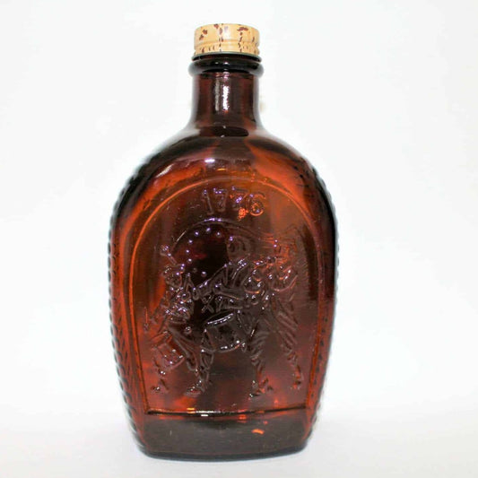 Syrup Bottle, Log Cabin Commemorative 1776-1976 Bicentennial, Brown, Vintage