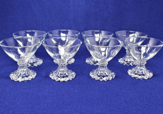 Champagne / Tall Sherbet, Anchor Hocking, Berwick /Boopie Glass, Clear, Set of 8, Vintage