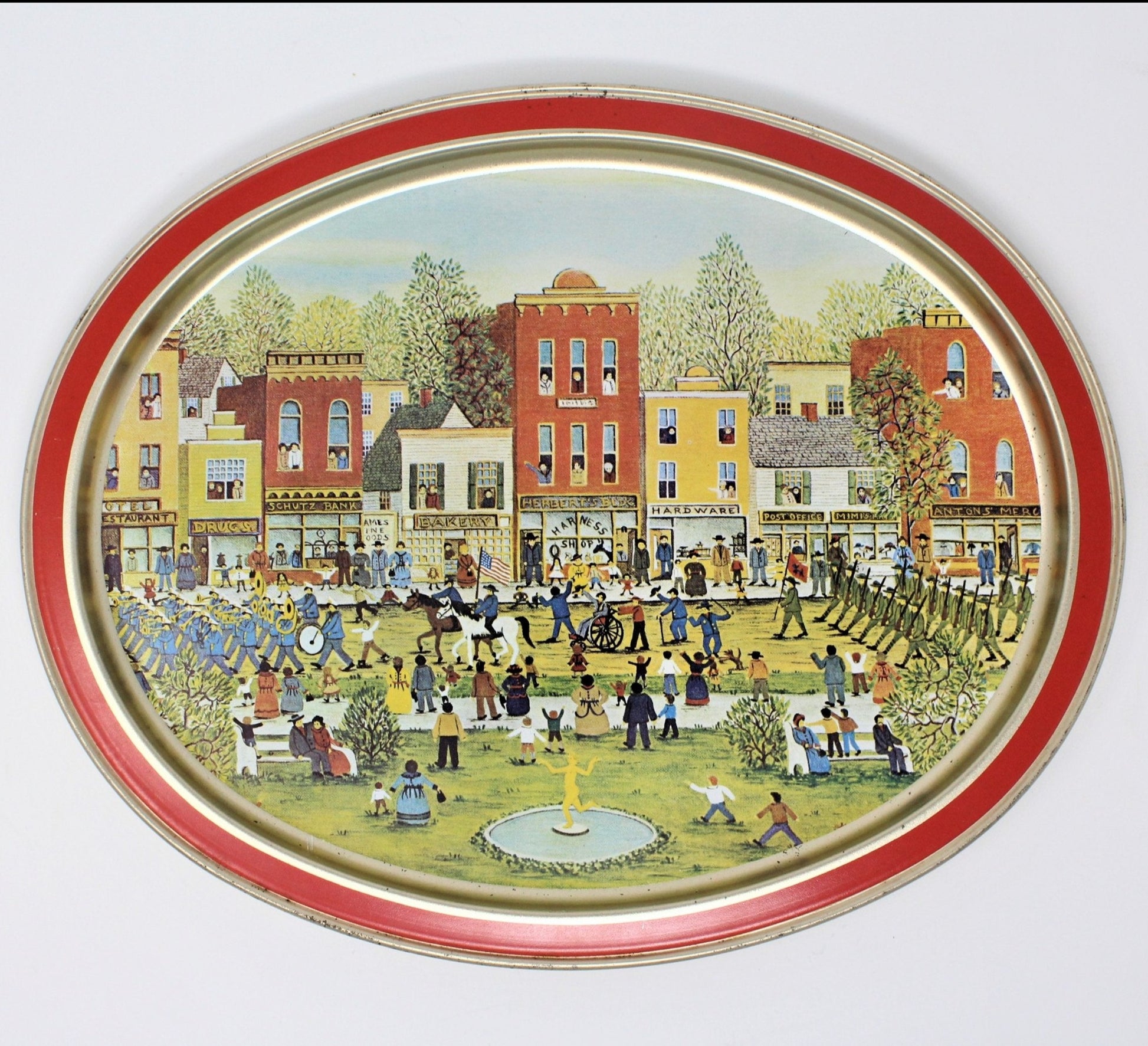 Vintage Metal Tray, Holiday Parade by Melvin Bolstad