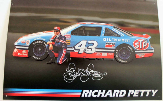 Sign, Richard Petty Car #43, Signed, Metal, NOS, Vintage