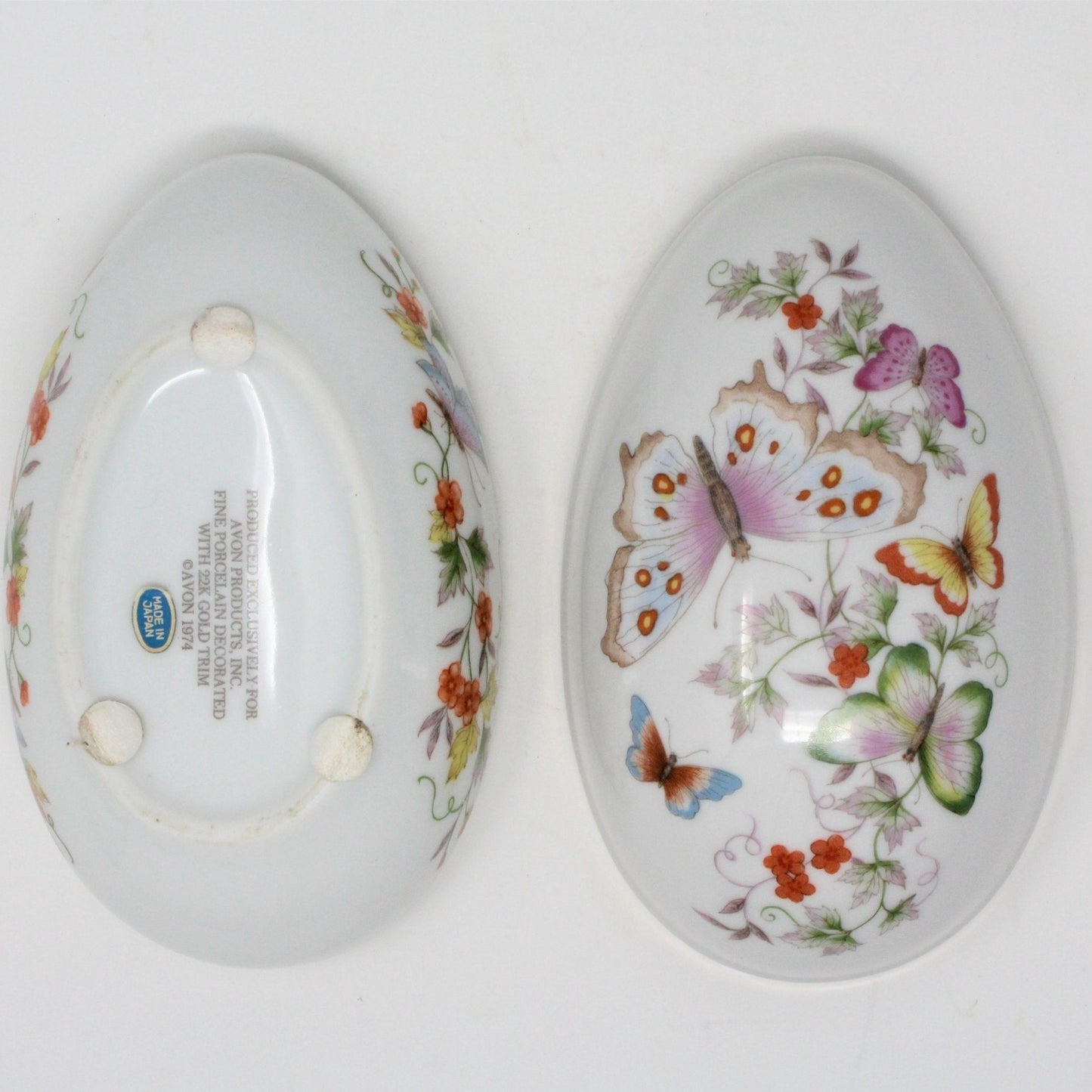 Trinket Box, Egg, Avon Butterfly Fantasy, 1974, Japan, Vintage