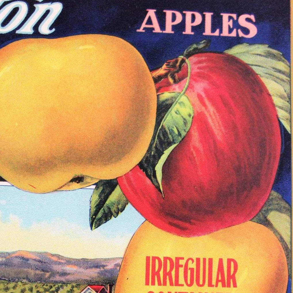Appleton Label Crate Label, Appleton Newtown Pippins Apples, Original Lithograph, 191 ...
