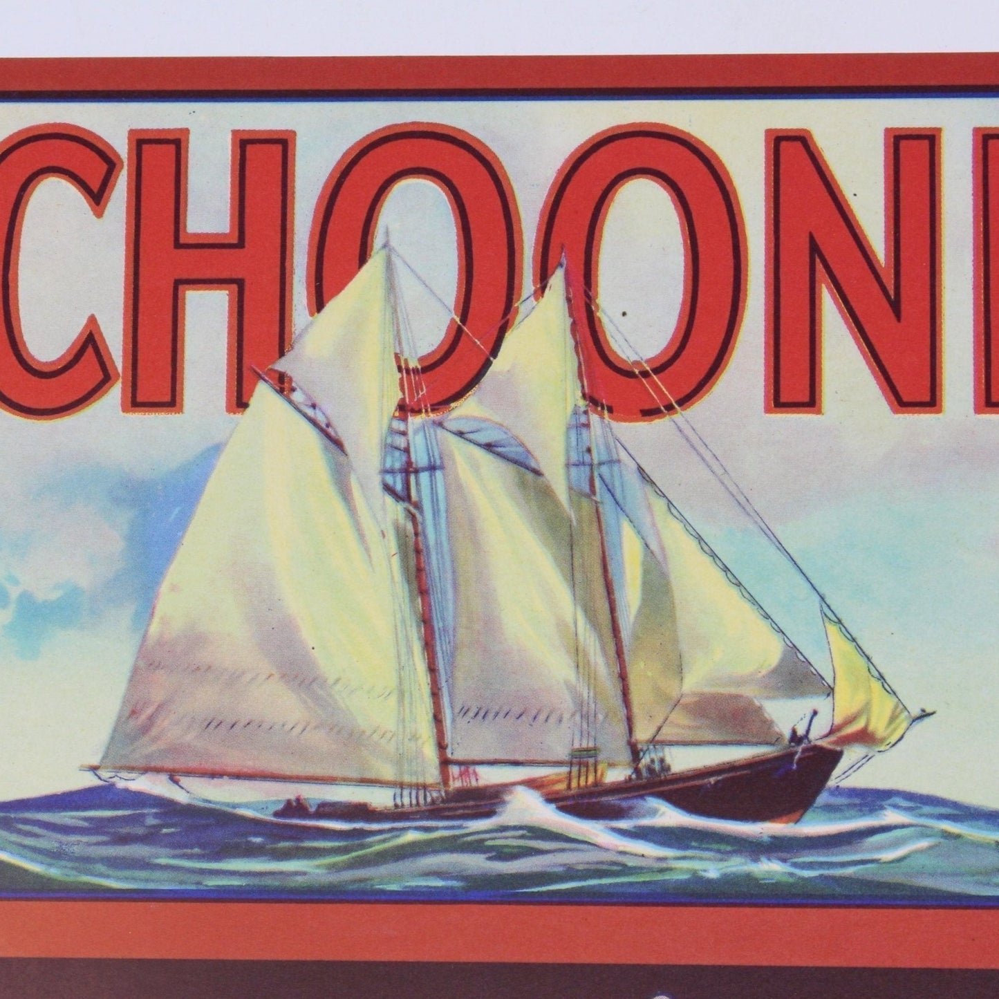 Crate Label, Schooner, Santa Barbara County Lemons, Original Lithograph, Vintage NOS