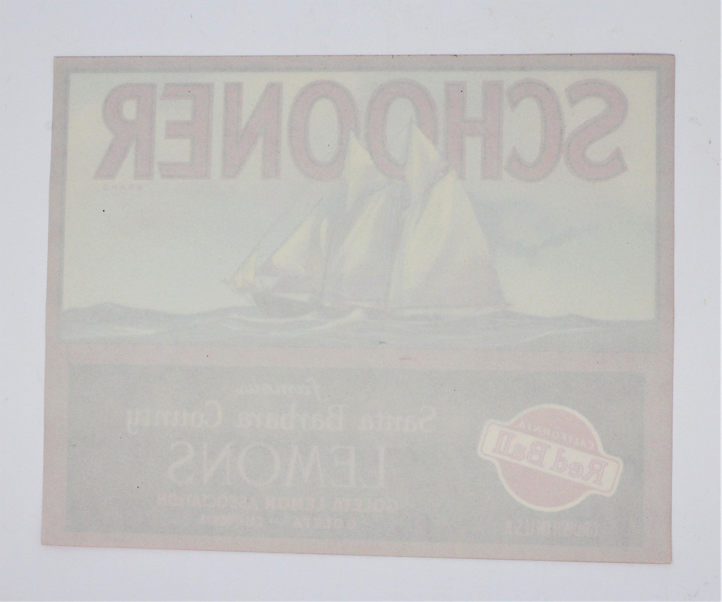 Crate Label, Schooner, Santa Barbara County Lemons, Original Lithograph, Vintage NOS