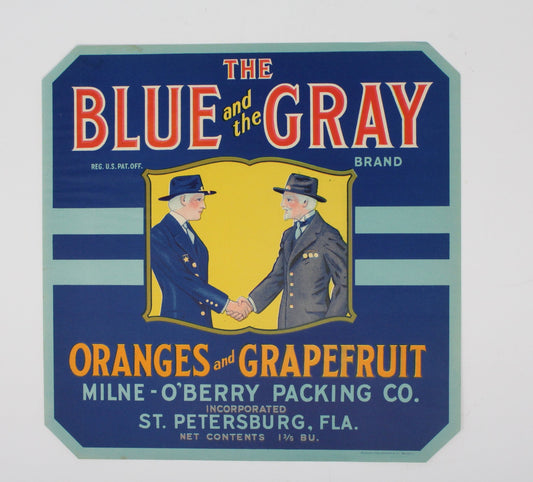 Crate Label, The Blue and the Gray, Original Lithograph, Vintage, NOS