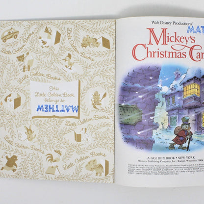 Children's Book, Little Golden Books, Mickey's Christmas Carol, Vintage 1983